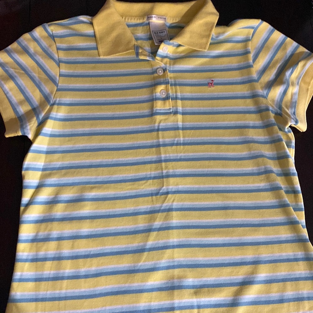 Old Navy Yellow and Blue Striped Polo Shirt